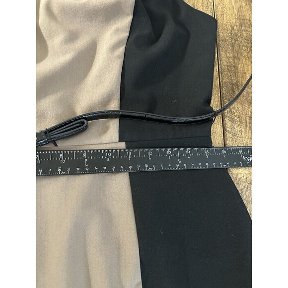SINGLE Veronica Colorblock Black/Ivory Dress Career Wear Belted Size 10 - Picture 13 of 15